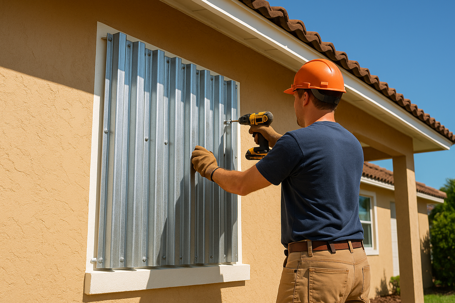Hurricane shutters installed on a Florida home